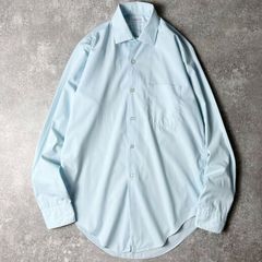 60s 70s Brent 無地 コットン ポリエステル 長袖 シャツ 14 1/2 / 60年代 70年代 ブレント ビンテージ MONTGOMERYWARD ブルー