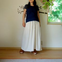 asana HEMP100% テロテロ パンツスカート●きなり