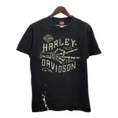 HARLEY DAVIDSON ハーレーダビッドソン モーターサイクル Ｔシャツ ペンキ ブラック(メンズ L)中古 古着 U1264