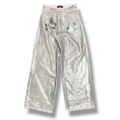 参考上代59400円 MASU 25SS ”MASU BOYS” EMBLEM BAGGY JEANS (SILVER) エムエーエスユーボーイズ エンブロイダリーバギーデニム ジーンズ エムエーエスユー B25K6PT007 44 90779A4