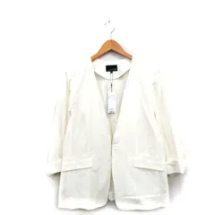 22オクトーブル 22 OCTOBRE タグ付き ノーカラー ジャケット 七分袖 リネン シンプル 46 ホワイト 白 /KT12のサムネイル
