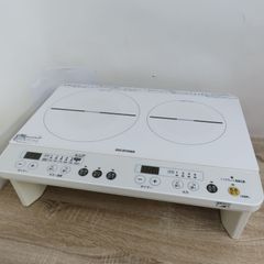 アイリスオーヤマ IRIS OHYAMA 2口 IHコンロ 脚付 IHK-W13SV 音声ガイダンス IHヒーター 2023年製 動作品 ホワイト
