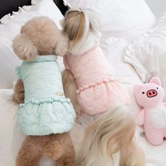 【閉店セール全品半額】フラワーキルティングコート　アウター　ジャンパー　ピンク  犬服　ドッグウェア