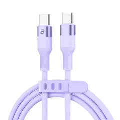 新品 BASETEC シリコン充電ケーブル Type-C to Type-C Light 1.5m 【急速充電対応】 高耐久・やわらか素材 USB-Cケーブル Phone16 15 Android Pad ノートPC対応 充電コード 充電器 (65W パープ