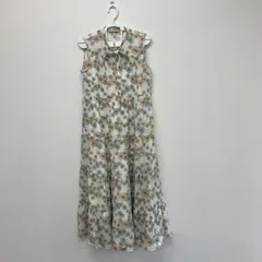 【UNIQLO】ユニクロ　ホワイト系花柄　Ｍ　ワンピース　ノースリーブ　カジュアル　ゆったり