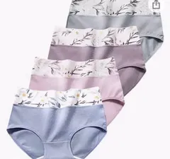 花柄ハイウェスト レディースショーツ高通気性と伸縮性 【M 4枚セット】
