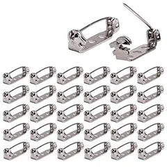 【在庫処分】シルバー DIY手芸 パーツ アクセサリー 鉄製 ウラピン 丈夫 安全 三つ穴 25㎜ コサージュピン （約50個入り） ブローチピン ブローチピン ロック 回転式 サムコス