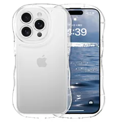 GUAGUA iPhone 15 Pro ケース クリア ウェーブ いphone 15Pro ソフト TPU 純透明 ケース うねうね 人気 バンパー 耐衝撃 超軽量 薄型 ワイヤレス充電対応 ストラップホール付き 楕円形カメラ アイフォン 15Pro 6 1