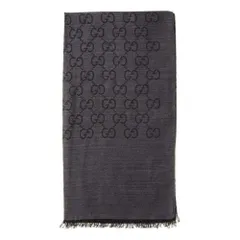 新品✨箱紙袋セット❗️GUCCI高級マフラーブラック艶グッチマフラー