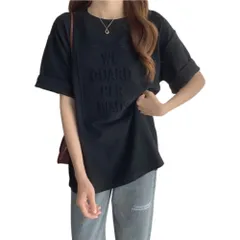 ☆ ブラック ☆ M ☆ レディース トップス ロゴTシャツ 立体ロゴ おしゃれ Tシャツ レディース 半袖 ゆったり 半袖Tシャツ ティーシャツ 大きいサイズ オーバーサイズ ビッグシルエット ビックシルエット クルーネック おしゃれ シンプル リラックス