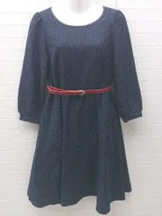 ◇ ◎ ●美品● ViS ビス 長袖 膝下丈 ワンピース サイズMT ネイビー レディース 【中古】 【1002800933099】