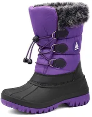 22.0 cm_パープル038 [Mishansha] キッズ スノーブーツ 男の子 女の子 冬 裏ボア ブーツ 防寒 防水 防滑 ウインター 子供 ハイカット 冬用 長靴 アウトドアブ 通学 外出 雪遊