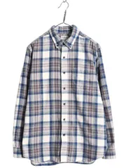 【お得なクーポン配布中!】 エルエルビーン チェック ボタンダウン フランネル シャツ メンズ M 古着 LLBEAN アウトドア 長袖シャツ ネルシャツ コットン マルチカラー