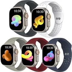 YSITUO 5本セットApple Watch バンドコンパチブル アップルウォッチ シリコン製スポーツバンド( ブラック/ホワイト/ワインレッド/ミッドナイトブルー/ストーングレー,  42mm/44mm/45mm M/L)