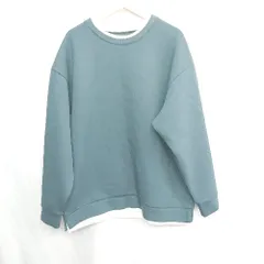 ◇ ⊇ GLOBAL WORK グローバルワーク バイカラー ボンディング風 長袖 トレーナー サイズXL グリーン系 メンズ E  【1502060024525】