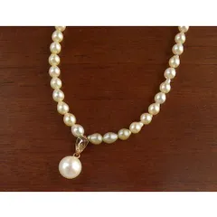アコヤ真珠 ベビーパール ネックレス 約3.5～4.0mm 41cm ペンダント 約7.2mm クリーム色系 一連 本真珠 TOP付き ジュエリー 鑑別書付き【中古】