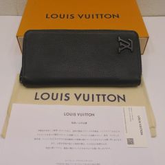 【美品】ルイヴィトン LOUIS VUITTON アエログラム ヴェルティカル M81743 長財布 黒 現行品 メンズ 財布 ウォレット