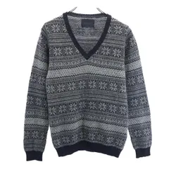 ラウンジリザード 日本製 ウール100％ Vネック 総柄 ニット 2 グレー系 LOUNGE LIZARD 長袖 セーター メンズ 【中古】  【230208】のサムネイル