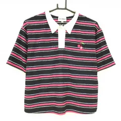 ジャックバニー 半袖ポロシャツ ネイビー×ピンク ボーダー パイル地 レディース 2(L) ゴルフウェア 2025年モデル Jack Bunny