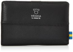 [モズ] VASKA グルーシス L字ファスナー 二つ折り財布 レディース コンパクト 薄型 ナイロン 合皮 PUレザー 小銭入れ VS-0122 VASKA by ヴェスカ グルーシス・L字ファスナー二つ折り財布 VS-0122 ブラック