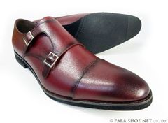 PARASHOE 本革 ダブルモンクストラップ ビジネスシューズ ワイン（バーガンディ）ワイズ 4E（EEEE）27.5cm、28cm、28.5cm、29cm、29.5cm、30cm、31cm、32cm【大きいサイズ（ビッグサイズ）メンズ 革靴・紳士靴】