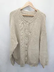 ■ ⊆ FREAK'S STORE フリークスストア コットン 長袖 ニット カーディガン サイズF ベージュ レディース E  【1506250006544】