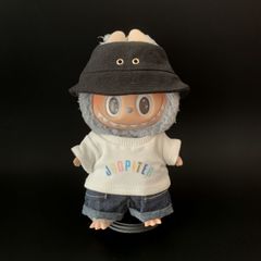 3点セット帽子服パンツラブブ着せ替え　17㎝　LABUBU服　着せ替え　ラブブぬい服　15㎝ドール着替え