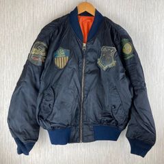 90s MA-1 フライトジャケット パッチ 古着 メンズ ネイビー オレンジ Mサイズ ストリート ミリタリー アメカジ