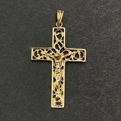 イエローゴールド クロス ペンダントトップ キリスト 十字架 K10YG TOP ジュエリー 地金 【中古】