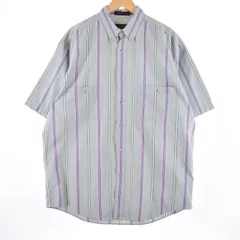 古着 90年代 エディーバウアー Eddie Bauer 黒タグ 半袖 ボタンダウン ストライプシャツ メンズXXL ヴィンテージ/eaa335034