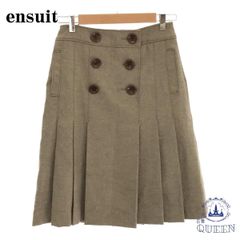 ☆極美品☆ ensuit エンスウィート スカート ひざ丈 レディース ブラウン 2 カシミア 901-232 送料無料