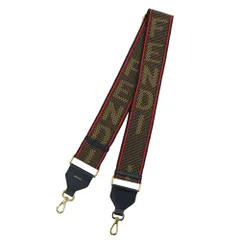 【名古屋】フェンディ ストラップ ユー ショルダー バッグアクセサリー ネイビー系 ロゴ キャンバス レザー GD金具