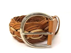 ■美品■ PINKY & DIANNE  ピンキーアンドダイアン レザー シルバー金具 編み込み ベルト レディース ブラウン系 DG2443