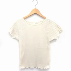 フリークスストア FREAKS STORE リブ カットソー Tシャツ フリル ボートネック 半袖 綿混 F アイボリー 白 /FT40