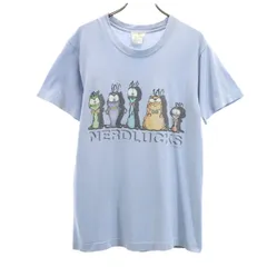 SPACE JAM スペースジャム 90s USA製 オールド ワーナー NERDLUCKS プリント 半袖 Tシャツ S ブルー系 シングルステッチ メンズ 古着