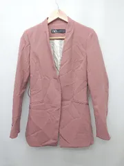 ◇ ZARA くすみカラー フロントボタン 長袖 ノーカラー ジャケット サイズEUR S USA S MEX 26 ピンク レディース P  【1402080015315】