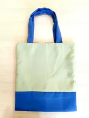 【ハンドメイド】トートバッグ 中（ライトグリーン＆ブルー）[A-066]