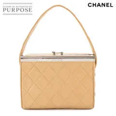 美品 シャネル CHANEL マトラッセ バニティ ハンド バッグ レザー ベージュ シルバー 金具 ヴィンテージ Vanity 90271227