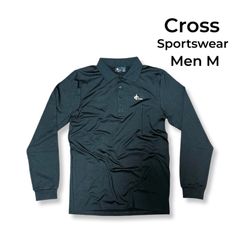 CROSS Sportswear クロススポーツウエア 長袖 ポロシャツ 無地 ワンポイント メンズ Mサイズ ゴルフウェア スポーツ トップス ブラック