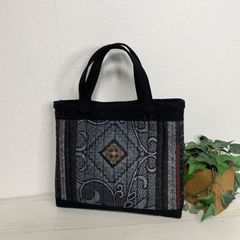 ハンドメイド　みるくみるく　大島紬　着物リメイク　がま口　バッグ　最終 ハンドメイド】 大島紬 着物リメイク ハンド バッグ3点セット