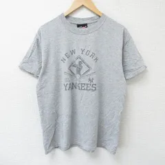 L/古着 半袖 ビンテージ Tシャツ メンズ 00s MLB ニューヨークヤンキース コットン クルーネック グレー 霜降り 25jun07 中古