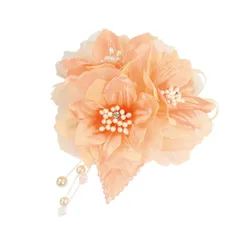 [クレインズコレクション] 手作り リリー コサージュ ブローチ ピン クリップ フォーマル シーン や エレガント な装いに (ピンクオレンジ)