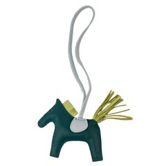 新品未使用 HERMES エルメス Rodeo Charm PM ロデオチャームPM ヴェールクリケット/マラカイト/ブルーブリュム Agneau Milo アニョーミロ Stamp-Z Z刻 バッグチャーム ストラップ キーホルダー