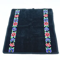 タグ付き　フェイラー　FEILER　ハンカチ　ハンドタオル　花　フラワー　ブラック　黒　コットン