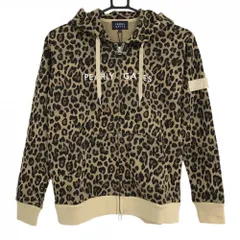 【新品】パーリーゲイツ ジップパーカー ベージュ×黒 レオパード ロゴ刺しゅう レディース 0(S) ゴルフウェア PEARLY GATES