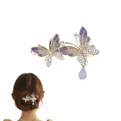 【特価】EZ PEACH バレッタ ヘアアクセサリー 大きめ シンプル フラワー 髪飾り 髪留め OL 女性 ガールズ ビンテージ クリスタル ヘアピン スプリングクリップカード ヘアアクセサリー 花 プレゼント (蝶々)