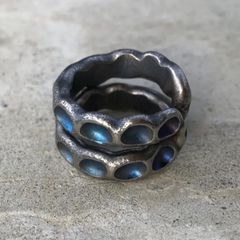 titanium ear cuff “bule hole” double ring イヤーカフ イヤリング