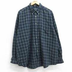 XL/古着 ノーティカ 長袖 ブランド シャツ メンズ 90s 大きいサイズ コットン ボタンダウン 緑他 グリーン タータン チェック ブラックウォ