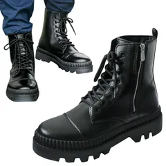 シークレットシューズ シークレットブーツ ワークブーツ ショートブーツ メンズ 6cm ハイカット 厚底 サイドジッパー 脚長効果 身長UP 身長アップ コスプレ ALVEIN