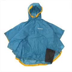 モンベル Montbell トレッキング レインポンチョ レインコート 雨具 ナイロン アウトドア ジャケット ブルゾン パーカー 95-125 青 ブルー キッズ 子供 ジュニア
